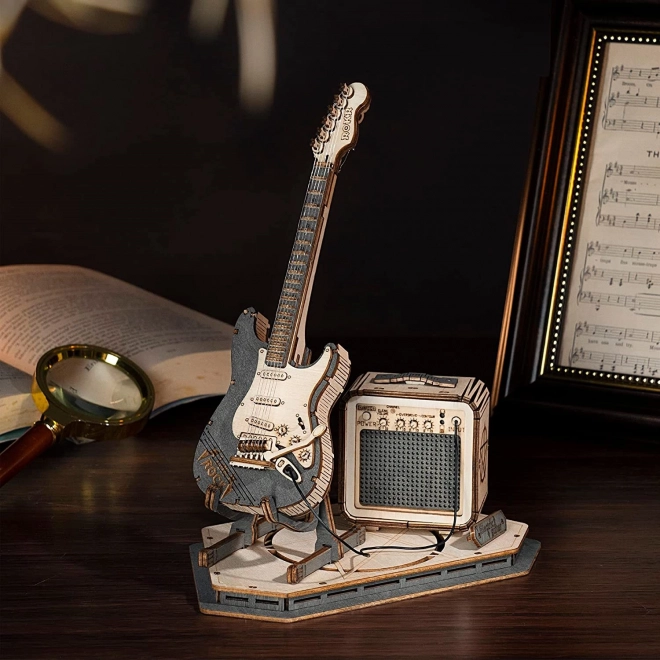 Fából készült 3D puzzle elektromos gitár Roboról