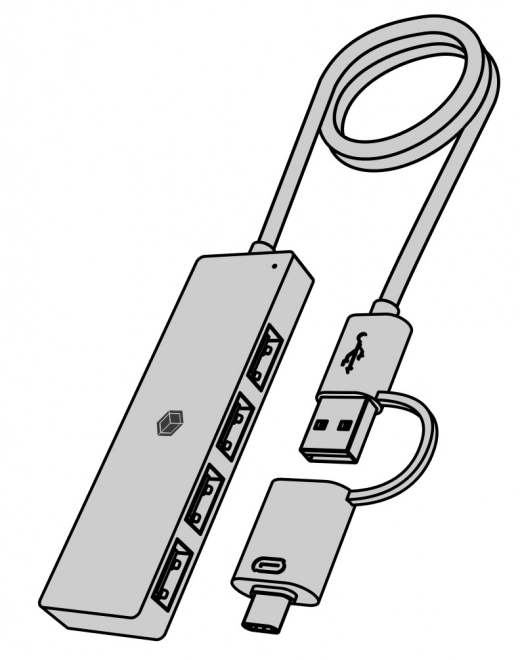 4-portos USB hub Type-C és Type-A