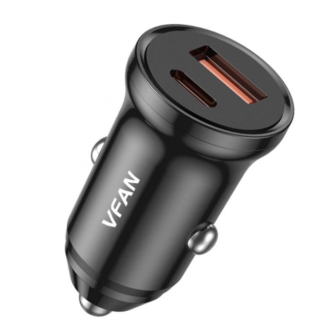 Vipfan autós töltő USB és USB-C csatlakozóval, 20W, PD és QC 3.0