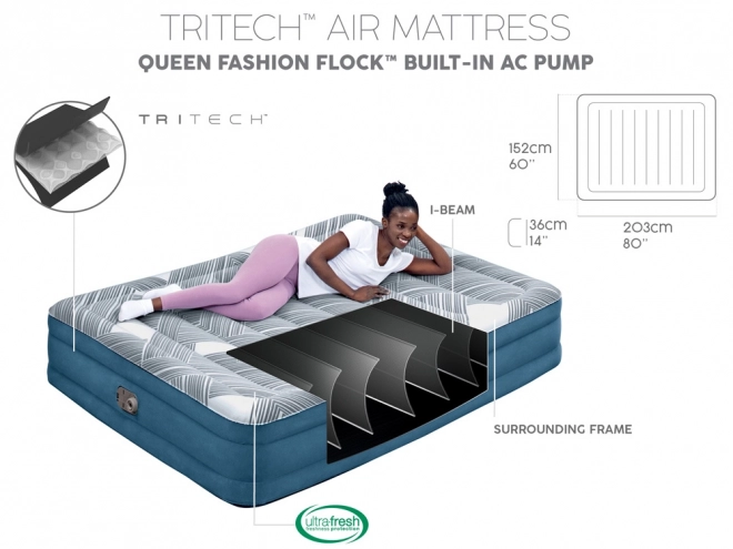 Kényelmes Bestway 2s Queen matrac 203x152x36cm beépített pumpával 6712Y
