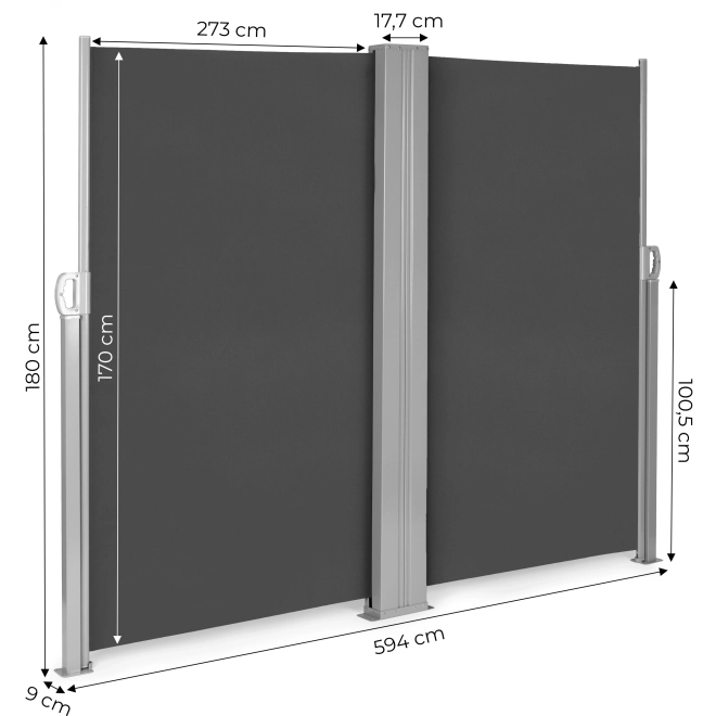 Kétoldalas napellenző 300x300x180 cm napvédő magánéletért antracit MultiGarden