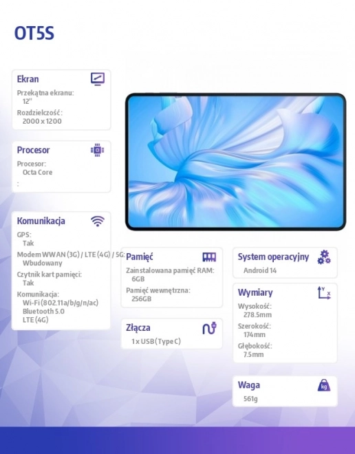 Tablet 4G OT5S kék