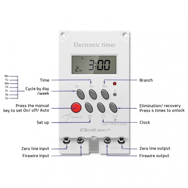 Elektronikus időkapcsoló Qoltec