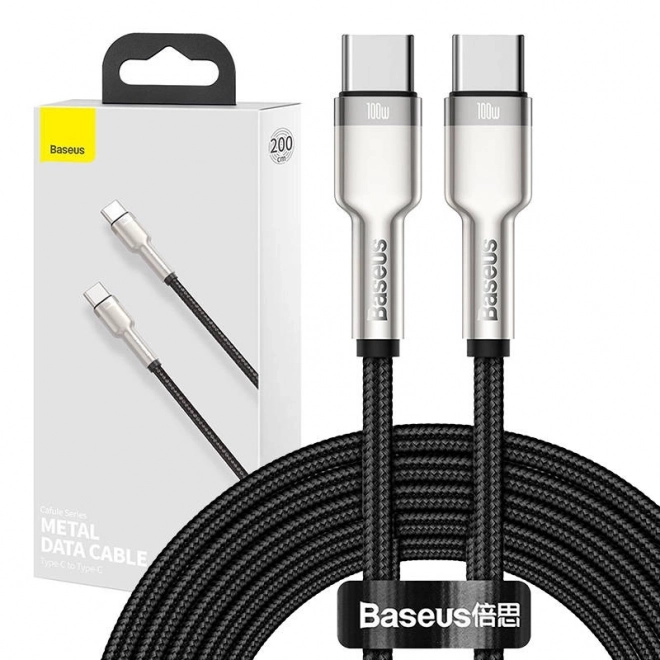 Baseus cafule USB-C - USB-C gyors töltőkábel, 100W, 2m, fekete