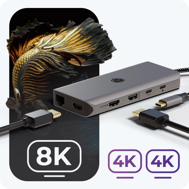 Icy Box 12 az 1-ben USB-C dokkolóállomás 100W PD-vel