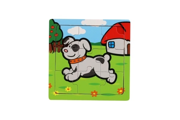 Mini puzzle fából 9 darabos Az első állataim babáknak 15x15x0,8cm 6 féle