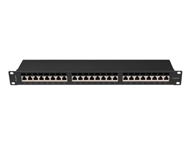 Patch panel 24 portos 1U Cat 6A fekete
