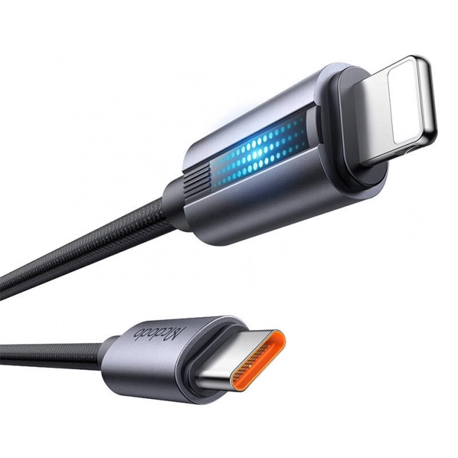 Usb-C – Lightning kábel világítással 36W 1,2m (fekete)