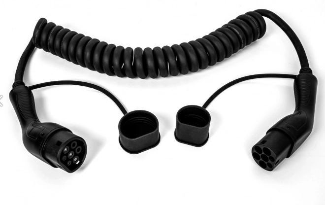 Spirál töltőkábel elektromos autókhoz Type 2 - 5M