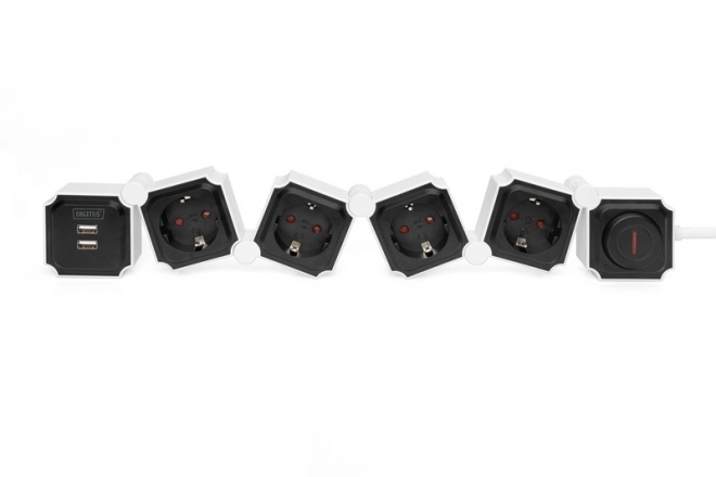 Rugalmas irodai áramelosztó 4 aljzattal és 2 USB porttal