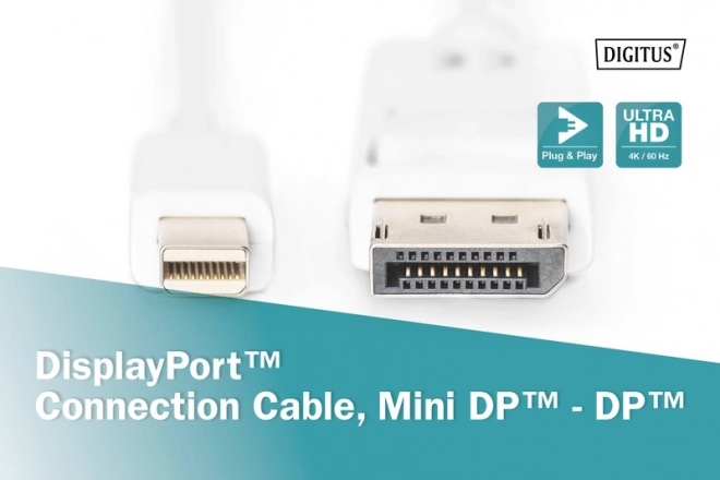 Fehér Mini Displayport 4K 60Hz Kábel 2m