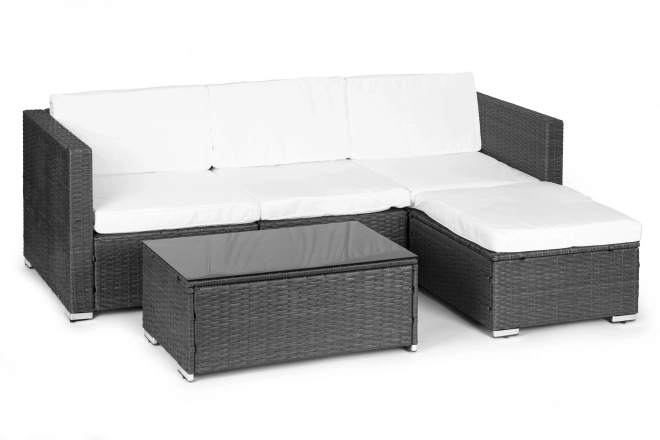 Rattan kerti ülőgarnitúra moduláris sarokkanapéval és szürke asztallal MultiGarden