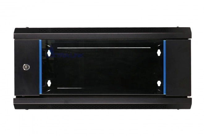 Fali rack szekrény 4U 600x600 fekete üvegajtóval
