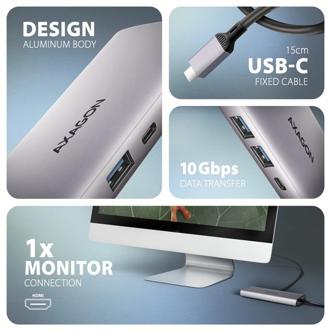 Axagon sokportos USB-C HDMI hub