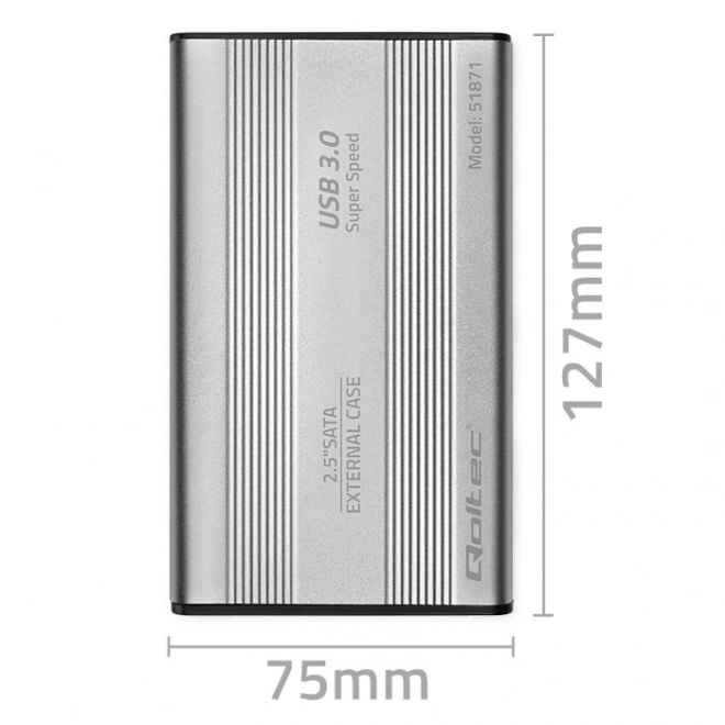 Alumínium külső merevlemez ház 2.5'' SATA3 USB 3.0 ezüst