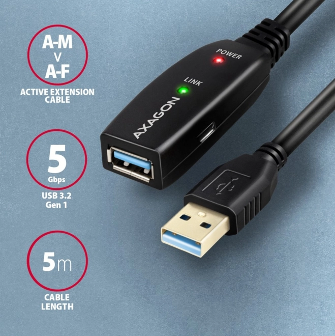 Axagon usb 3.0 aktív hosszabbító kábel 5m