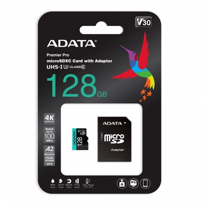 MicroSD Premier Pro 128 GB kártya adapterrel