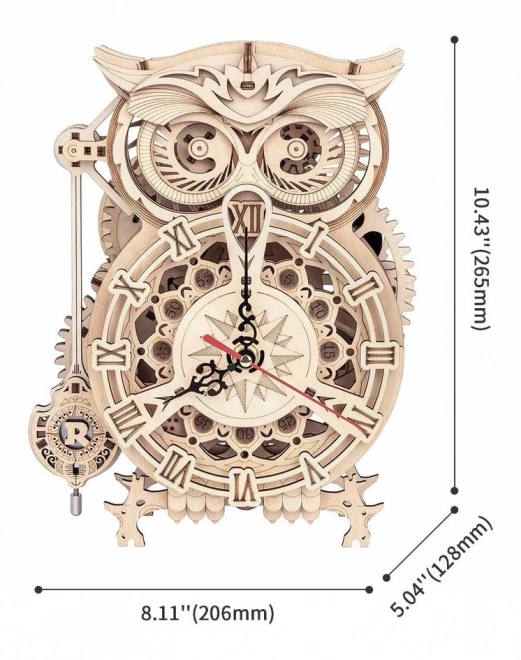 Rokr 3D fa puzzle asztali óra időzítővel bagoly 161 darabos