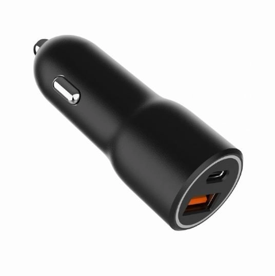 Autós USB töltő USB-A/USB-C 38W PD fekete