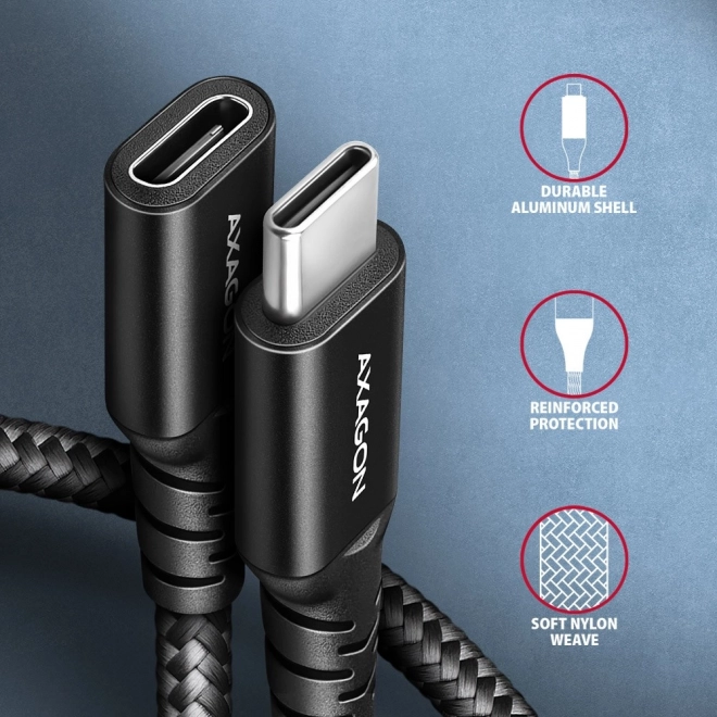 Axagon USB-C - USB-C prémium hosszabbító kábel