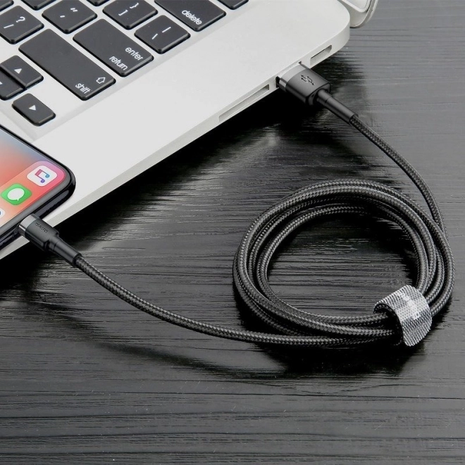 baseus lightning usb kábel 2,4 a 0,5 m szürke-fekete