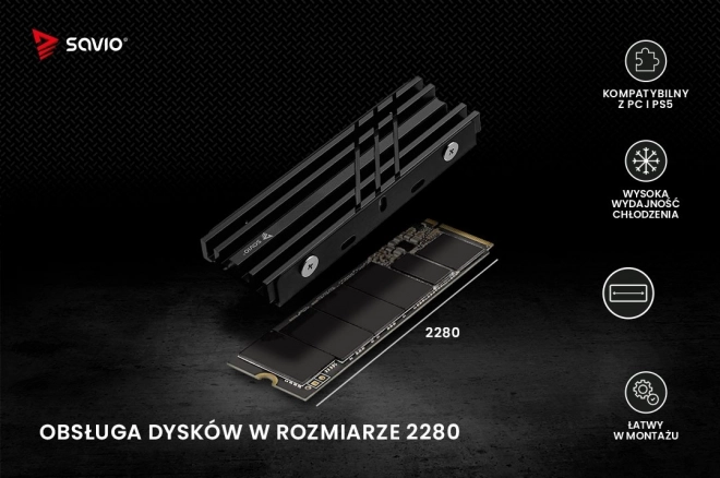 Savio M.2 SSD hűtő PS5 és PC kompatibilis