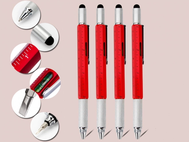 Multifunkcionális toll csavarhúzó multitool 6 az 1-ben vízmérték klipsz