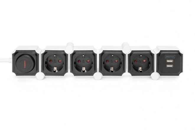 Rugalmas irodai áramelosztó 4 aljzattal és 2 USB porttal