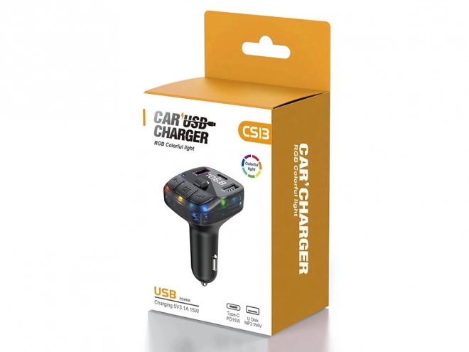 FM adó Bluetooth 5.3, 2xUSB + USB C, MP3 lejátszó, LCD kijelző 12V