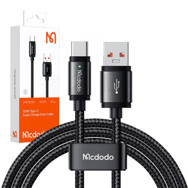 Fekete Mcdodo USB-A - USB-C gyors töltőkábel, 1,5 m, 120W