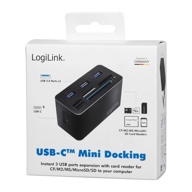 USB3.2 dokkolóállomás 8 porttal, mini fekete