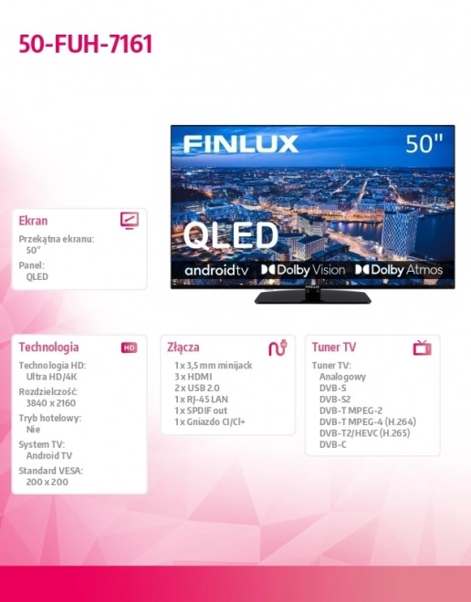 50 hüvelykes QLED televízió 50-FUH-7161