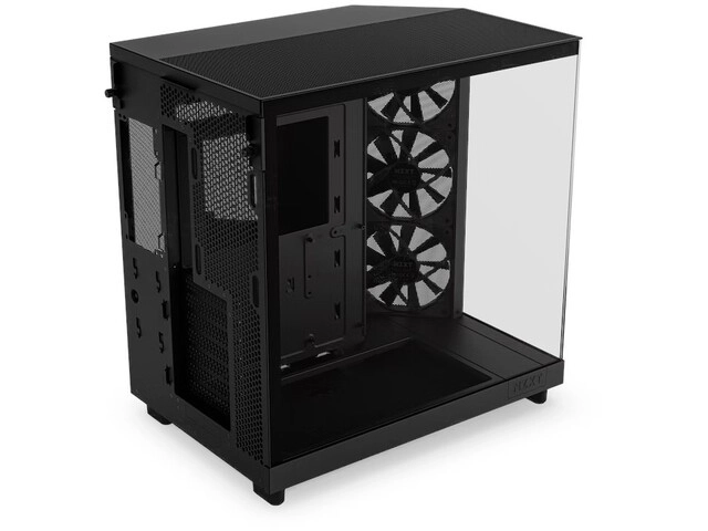 Fekete NZXT H6 Flow kompaktház ablakos kialakítással