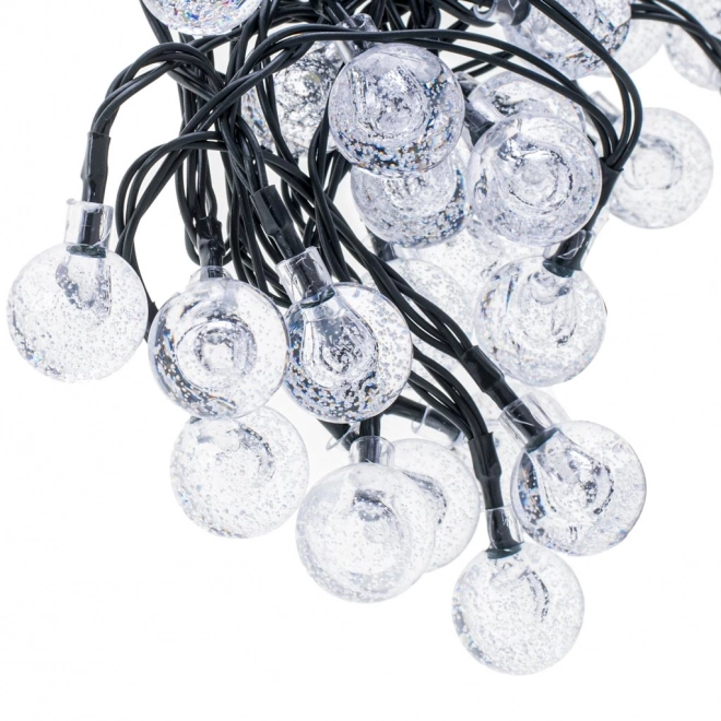 Napelemes kerti világító gömbök 7m 50LED hideg fehér