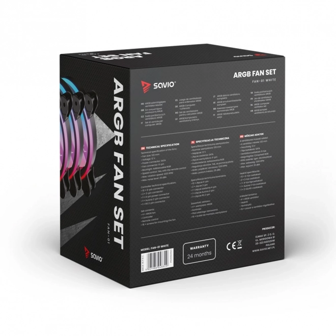 Rgb világítású Savio ventilátor csomag 4x120 mm távirányítóval