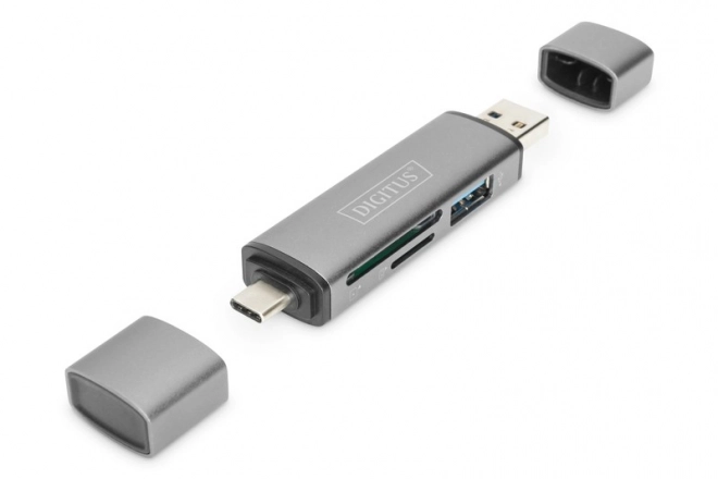 Digitus 3-portos USB kártyaolvasó szürke