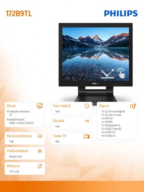 17 hüvelykes érintőkijelzős LED Monitor