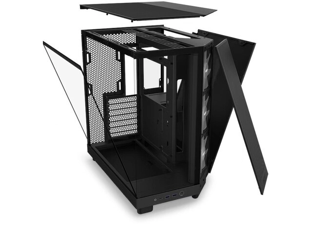Fekete NZXT H6 Flow RGB számítógépház ablakkal