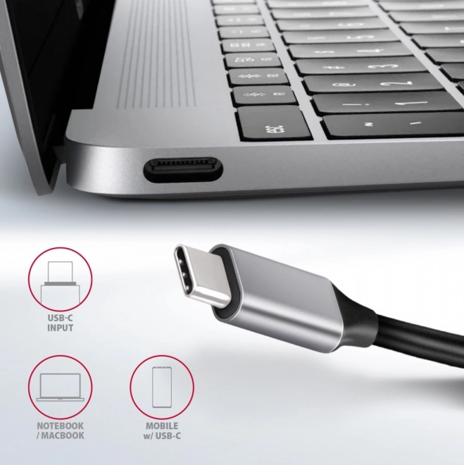 Axagon többportos USB-C hub 3x USB-A, HDMI, RJ-45, Power Delivery