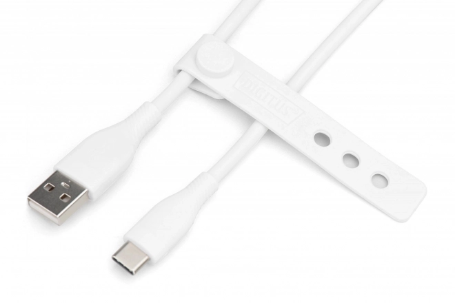 Szőtt szilikon USB-A - USB-C kábel, USB 2.0, 0.5m, Fehér
