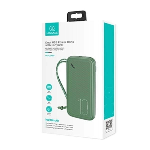 Zöld Powerbanka Usams 10000mAh 2xUSB