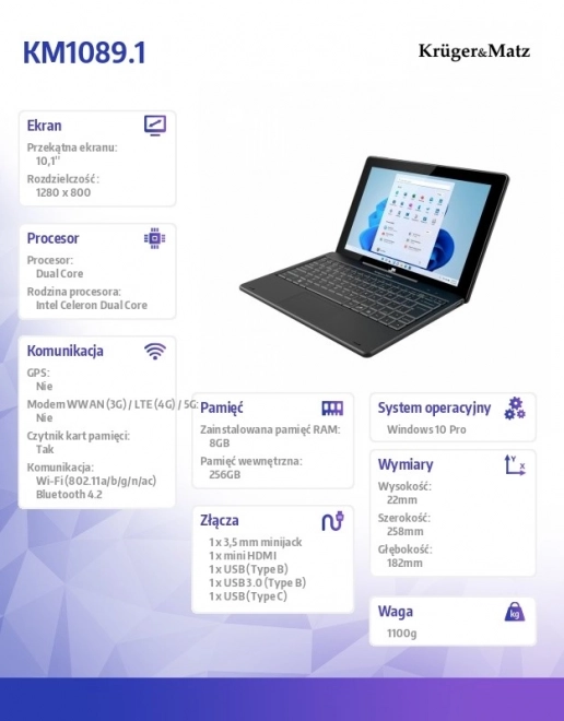 Krüger&Matz 2 az 1-ben tablet EDGE 1089