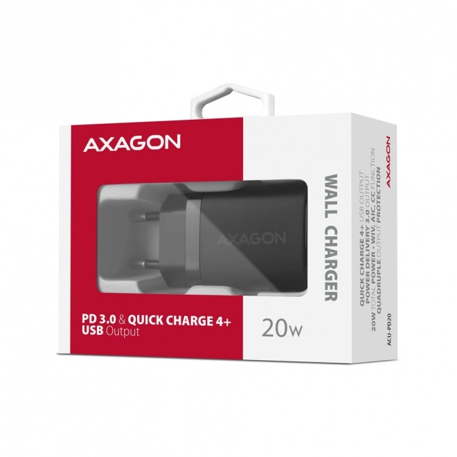 Kompakt gyors töltő AXAGON 20W USB-C csatlakozóval