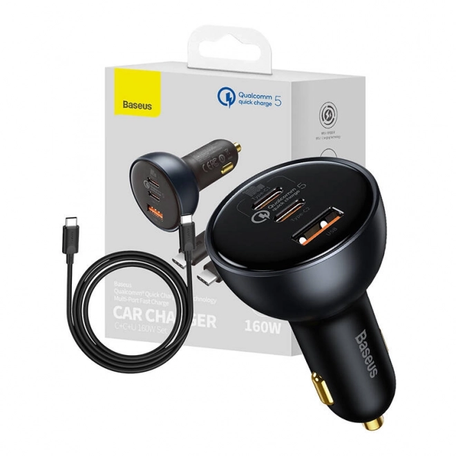Baseus qualcomm autós töltő 160w 2x usb c szürke