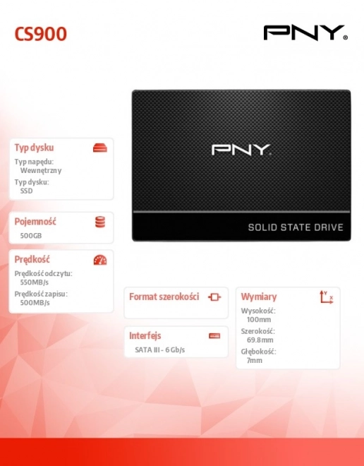 Pny CS900 SSD Meghajtó 500GB 2.5