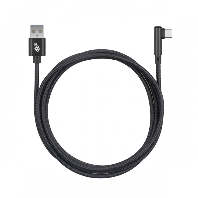 Kábel USB-USB C 1,5m sarok, fekete zsinór