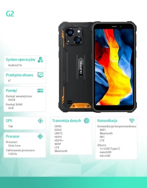 Okostelefon 6" 4/64GB 6300 mAh DualSIM narancssárga