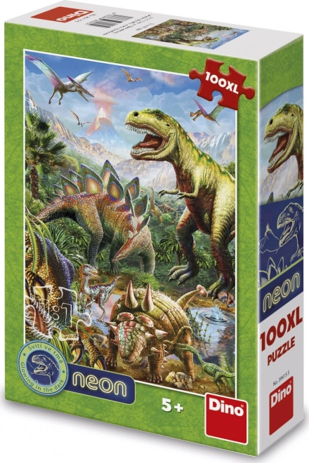 Világító dinoszauruszok világa puzzle 100 XL darab
