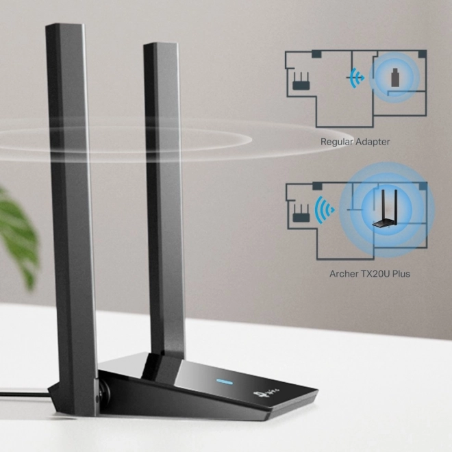 Kettős sávos vezeték nélküli USB hálózati kártya nagy hatótávú Archer TX20U Plus, AX1800