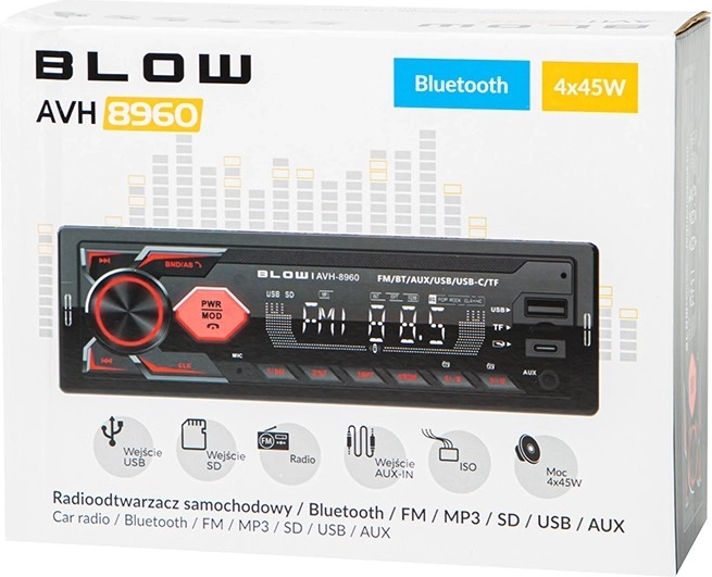 Autórádió 1DIN RDS MP3/USB/micro SD/BLUETOOTH + USB-C